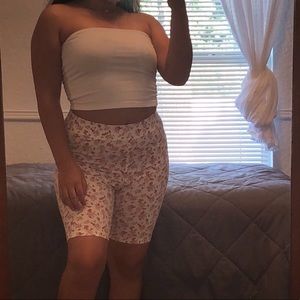 White floral biker shorts